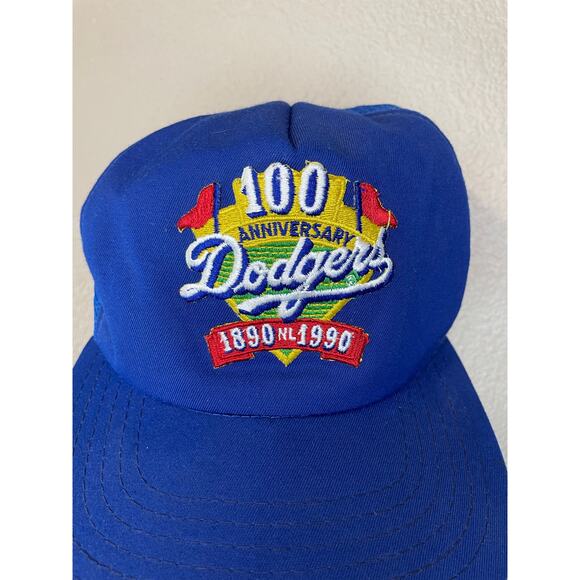 VTG New Era 100 Anniversary Dodger’s Blue Snap Back Trucker Baseball Hat Med-Lg - Picture 12 of 12